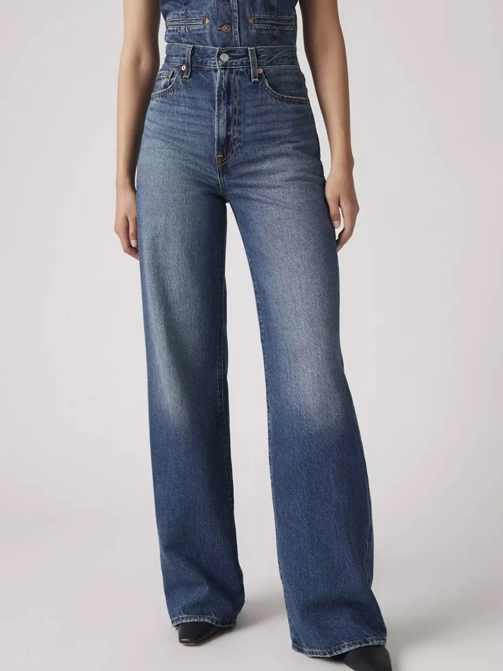 Levi's Ribcage Wide Leg Jeans, Polar Perimeter Denim, Size 25